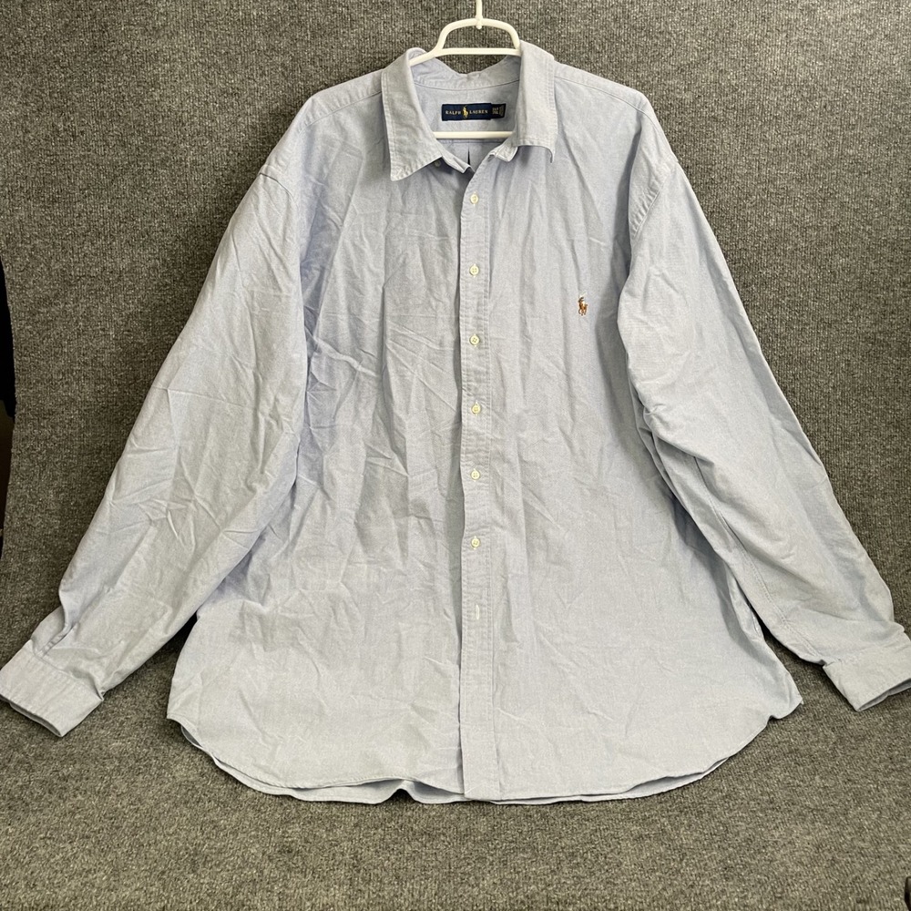 Polo Ralph Lauren Oxford Shirt Mens Sz 3XLT Long Sleeve Cotton Light Blue Pony